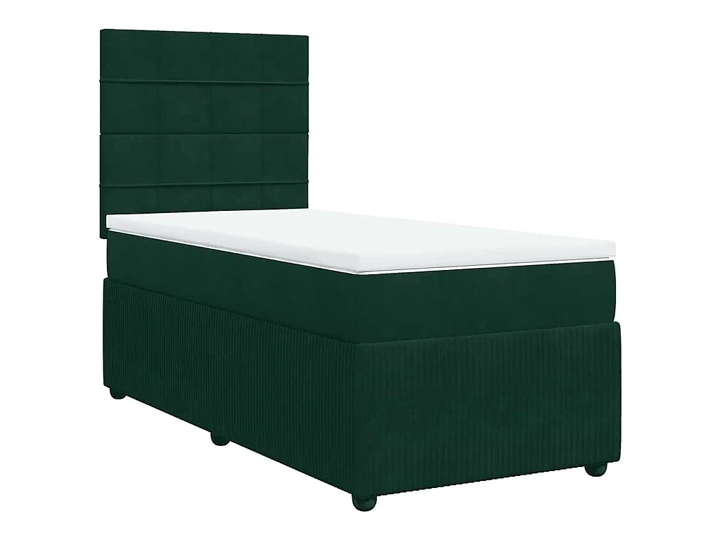 Cama box spring con colchón terciopelo verde oscuro 80x200 cm