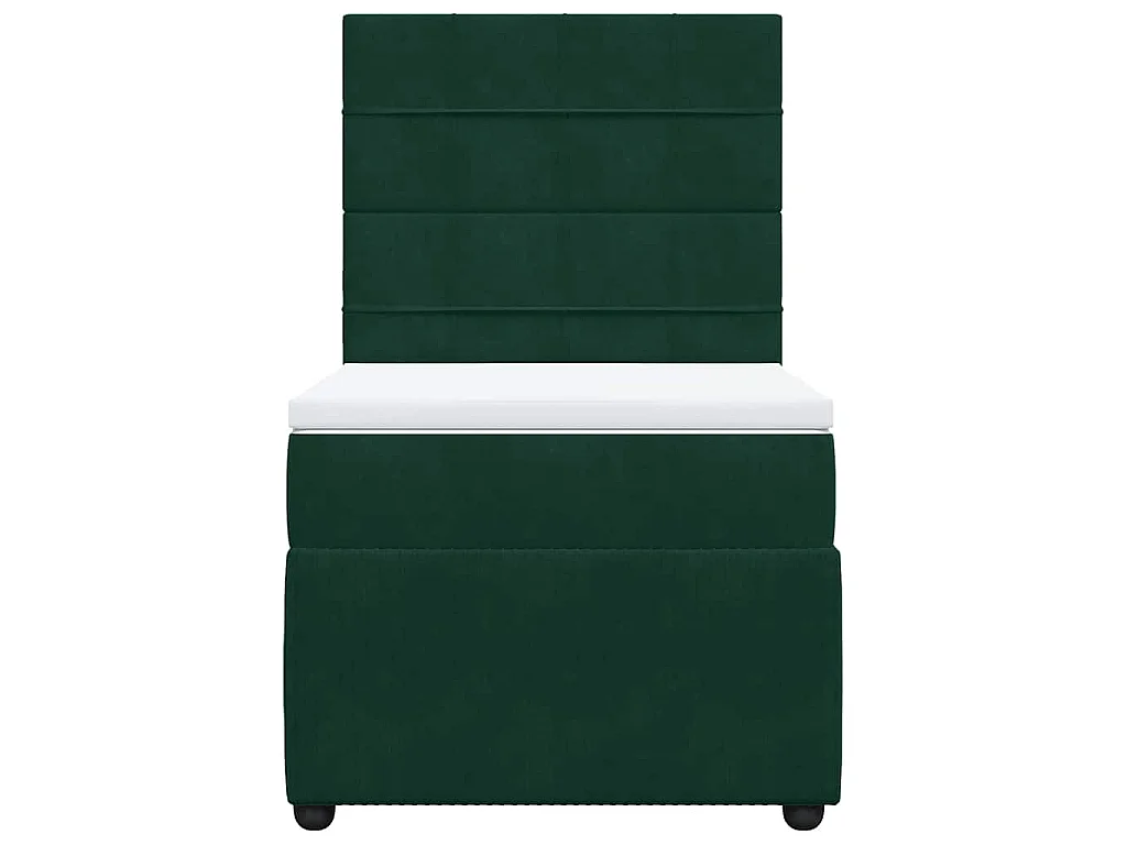 Cama box spring con colchón terciopelo verde oscuro 80x200 cm