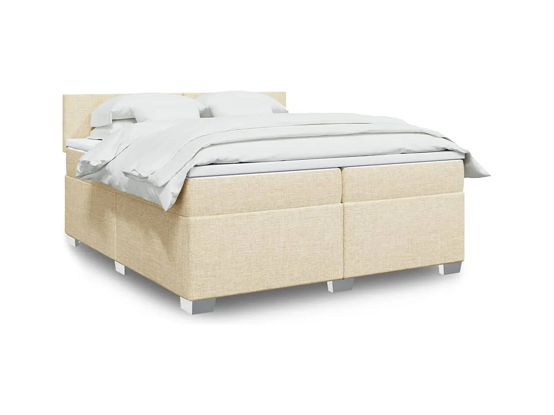 Sommier à lattes de lit avec matelas Crème 200x200 cm Tissu