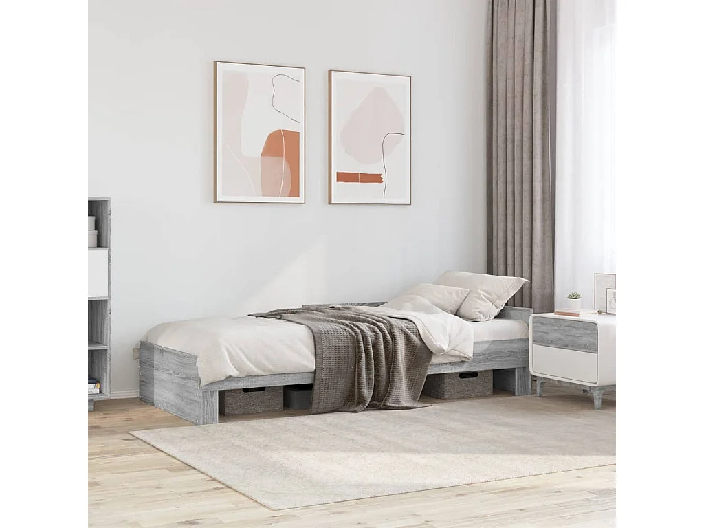 Cadre de lit sans matelas sonoma gris 75x190 cm