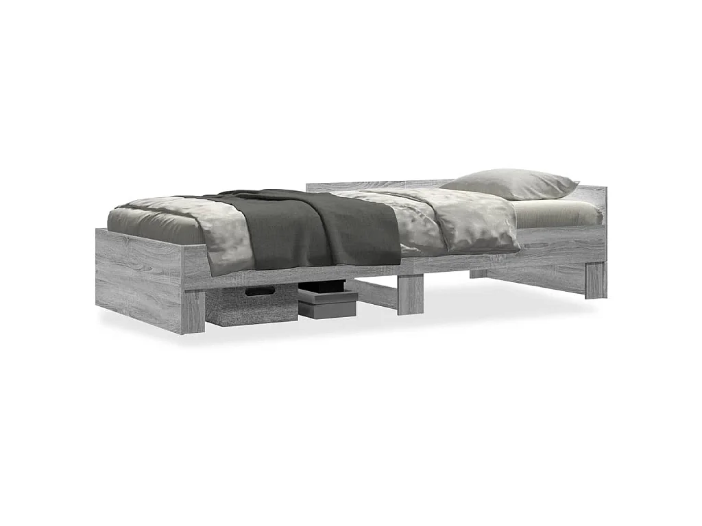 Cadre de lit sans matelas sonoma gris 75x190 cm