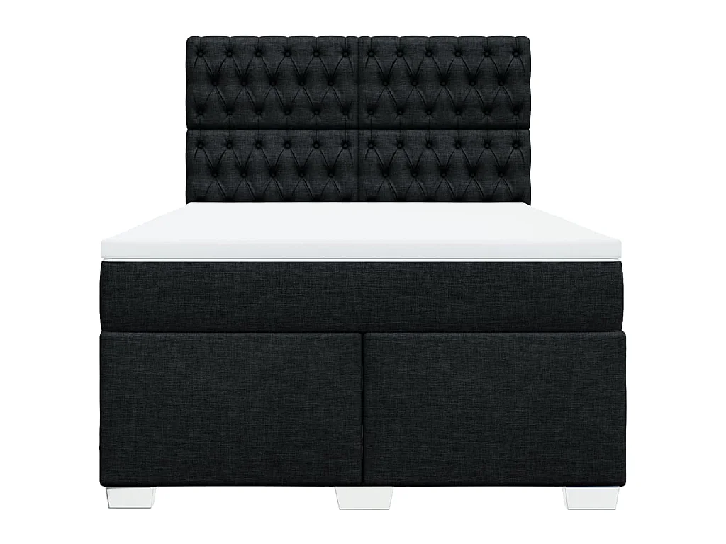 Giroletto a Molle con Materasso Nero 160x200 cm in Tessuto