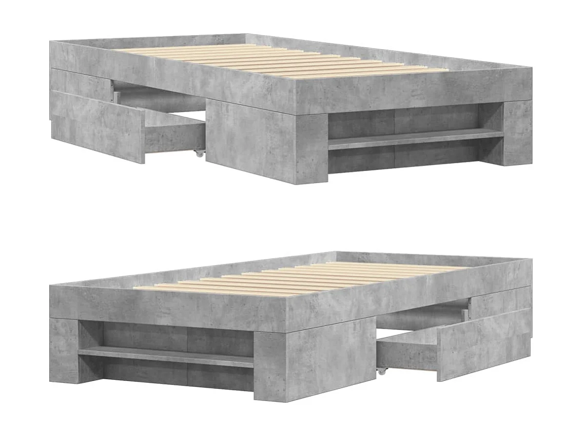 Estrutura de cama 90x190 cm derivados de madeira cinza cimento