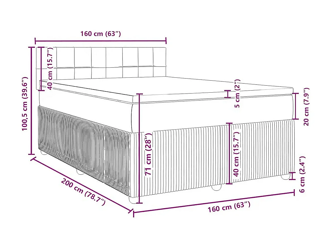 Boxspring met matras fluweel donkergrijs 160x200 cm