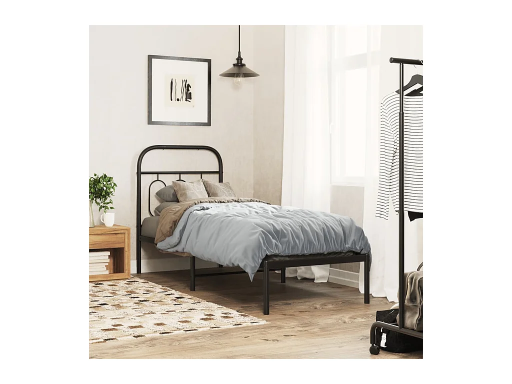 Giroletto con Testiera in Metallo Nero 75x190 cm