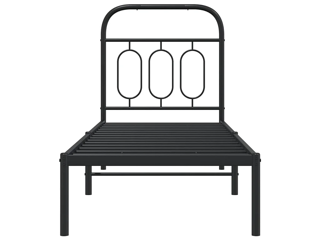 Cadre de lit métal sans matelas avec tête de lit noir 75x190 cm