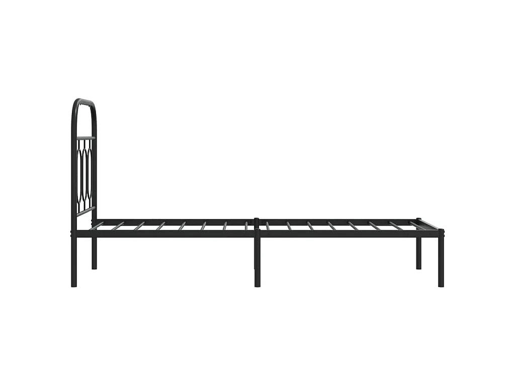 Cadre de lit métal sans matelas avec tête de lit noir 75x190 cm
