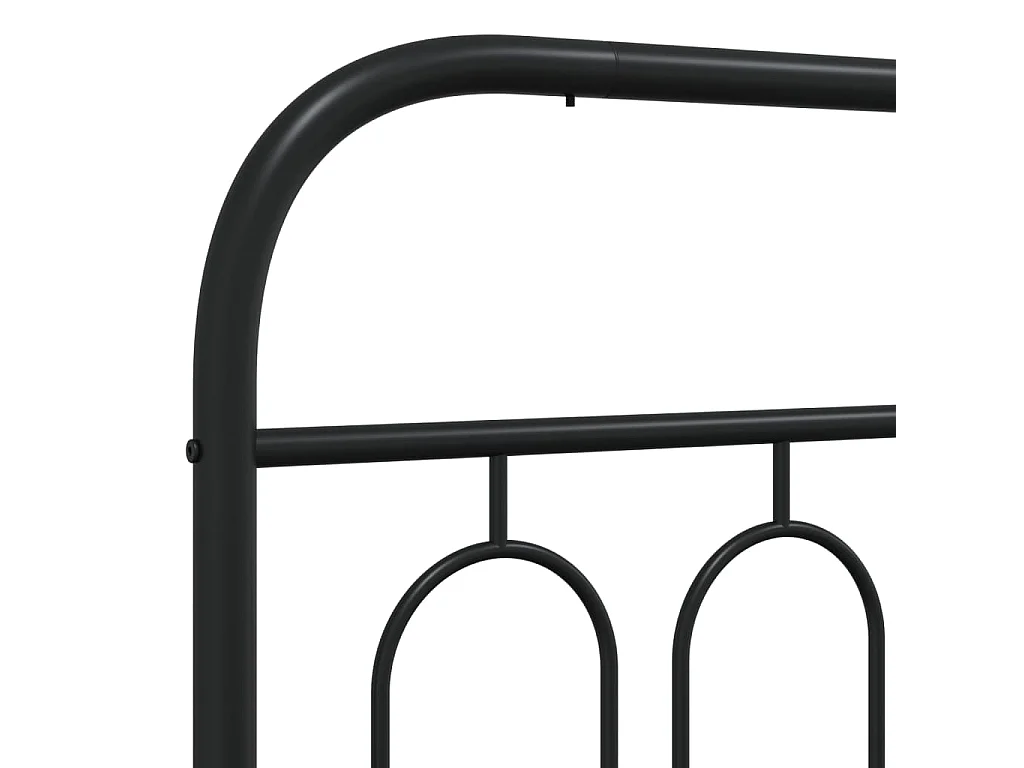 Cadre de lit métal sans matelas avec tête de lit noir 75x190 cm