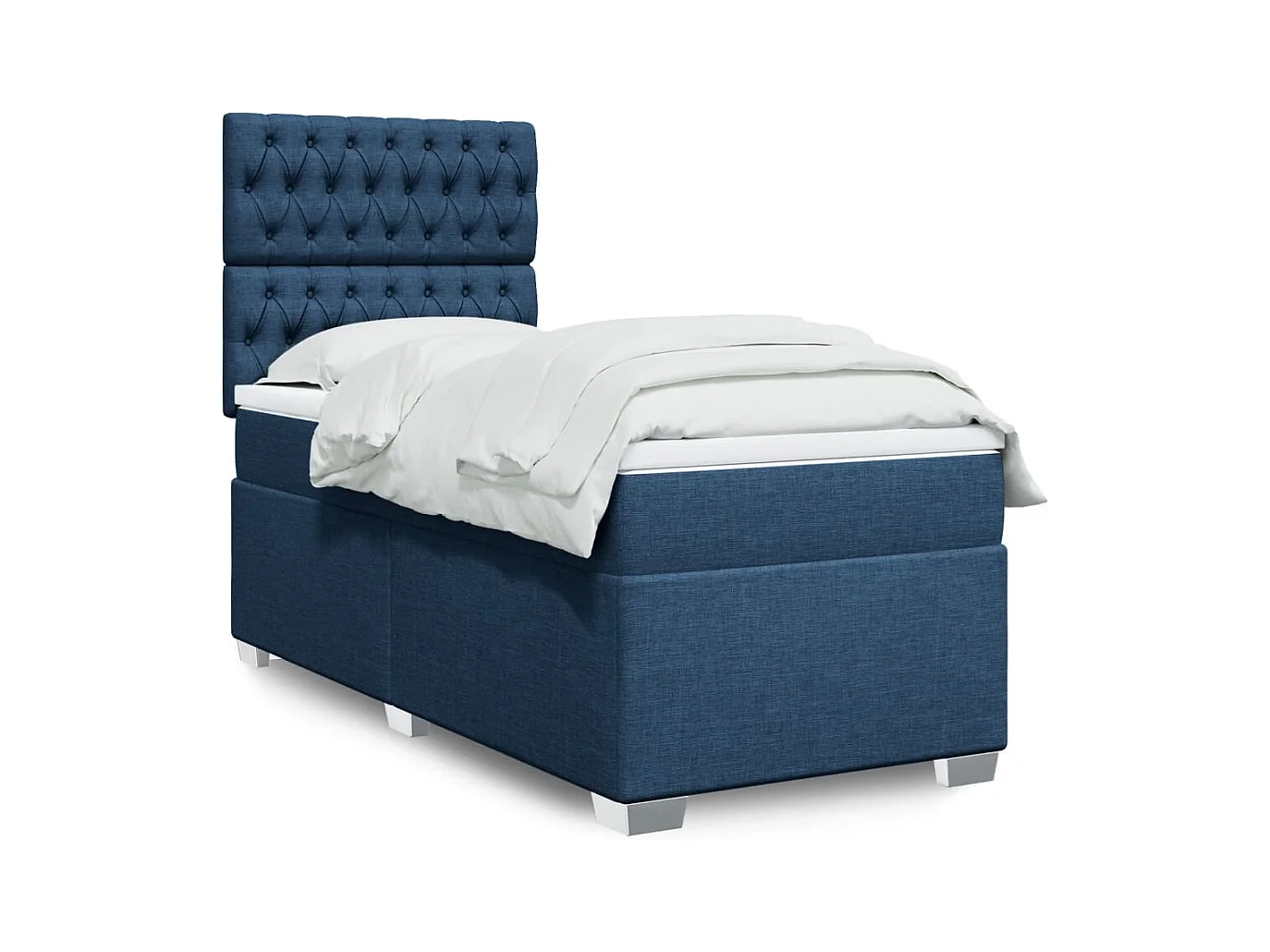 Boxspringbett mit Matratze Blau 80x200 cm Stoff