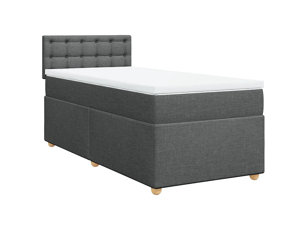 Cama box spring con colchón tela gris oscuro 80x200 cm