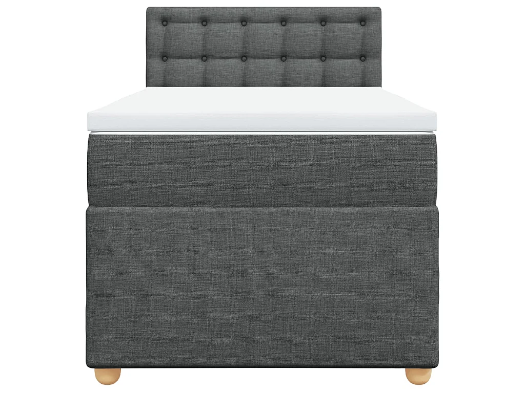 Cama box spring con colchón tela gris oscuro 80x200 cm