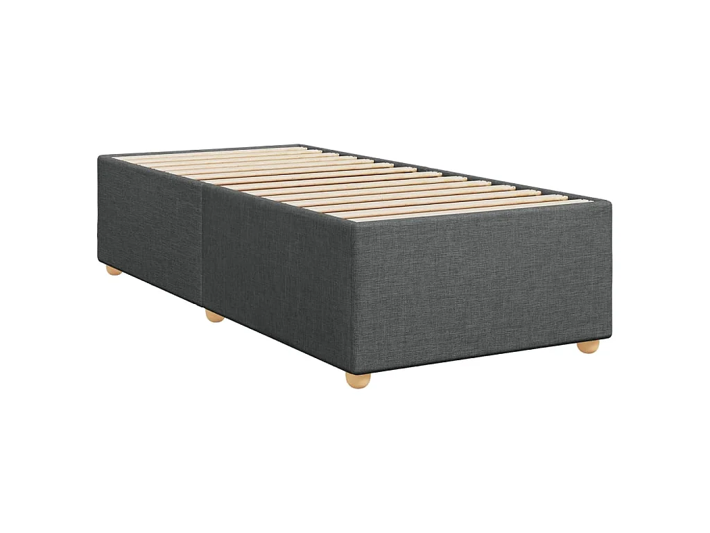 Cama box spring con colchón tela gris oscuro 80x200 cm