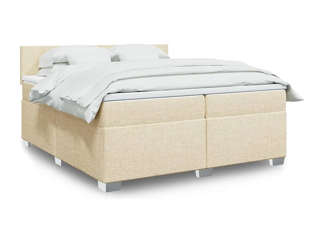 Boxspringbett mit Matratze Creme 200x200 cm Stoff