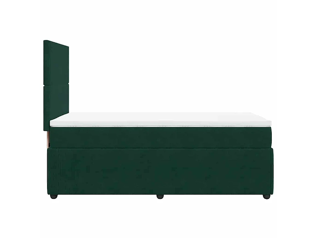 Cama box spring con colchón terciopelo verde oscuro 80x200 cm