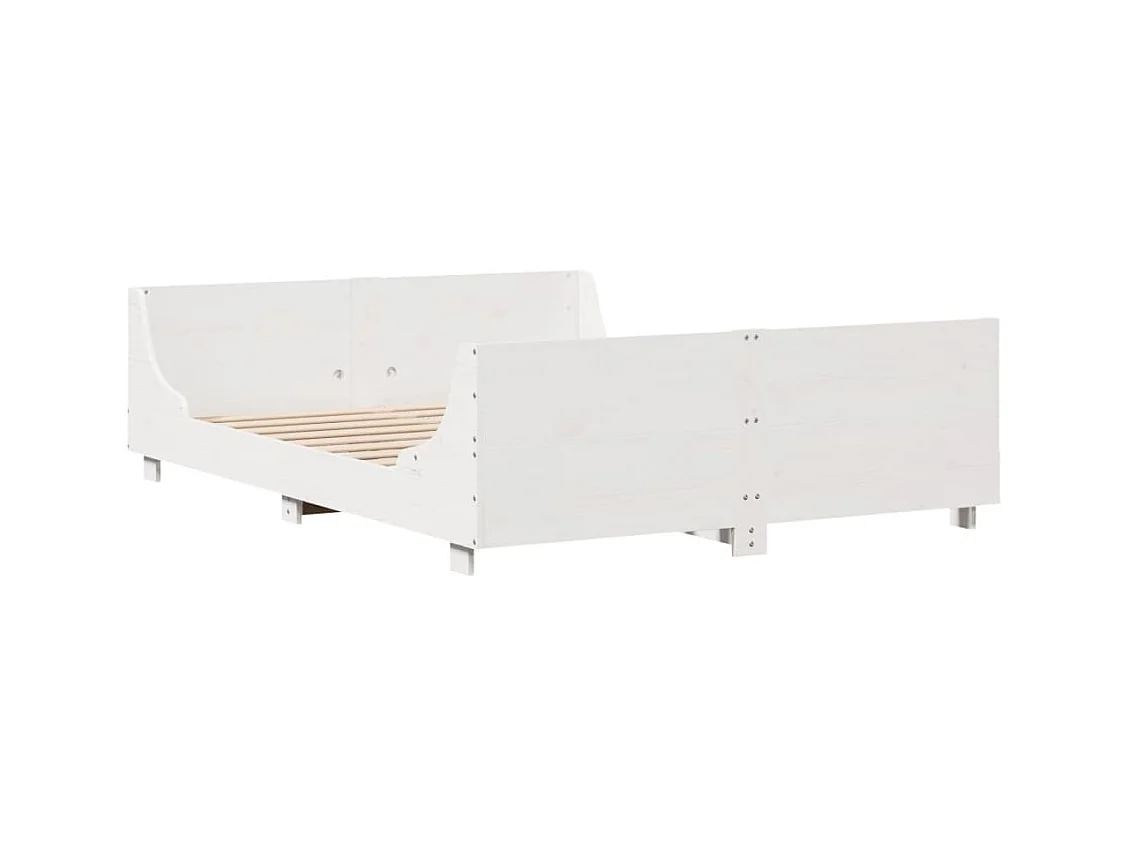 Bedframe zonder matras massief grenenhout wit 150x200 cm