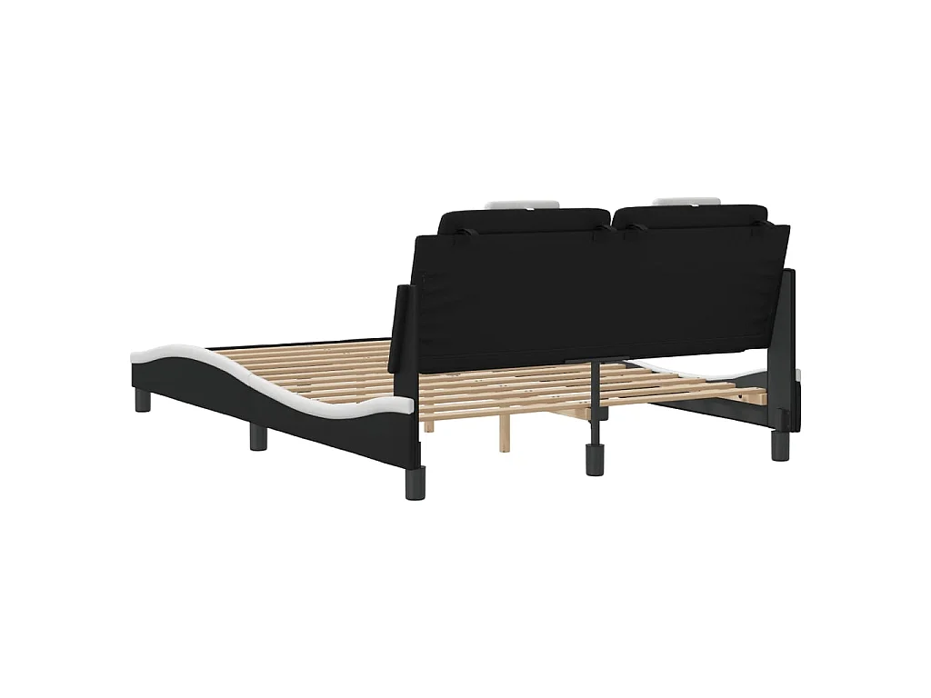 Bedframe "Viana" met LED zonder matras zwart en wit 140x190 cm