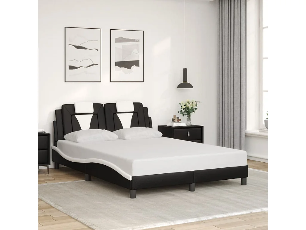 Estrutura de cama Viana com LED sem colchão 140x190cm preto/branco