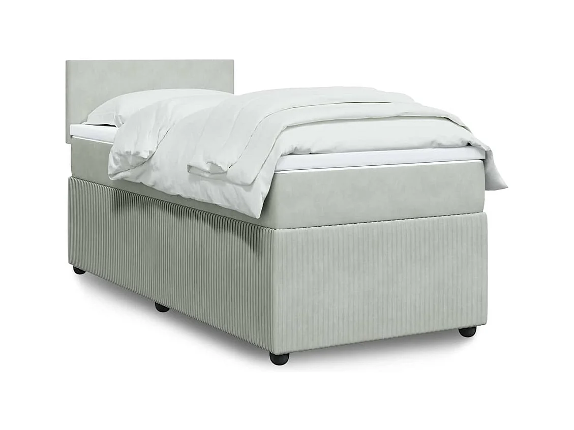Boxspring met matras fluweel lichtgrijs 90x200 cm