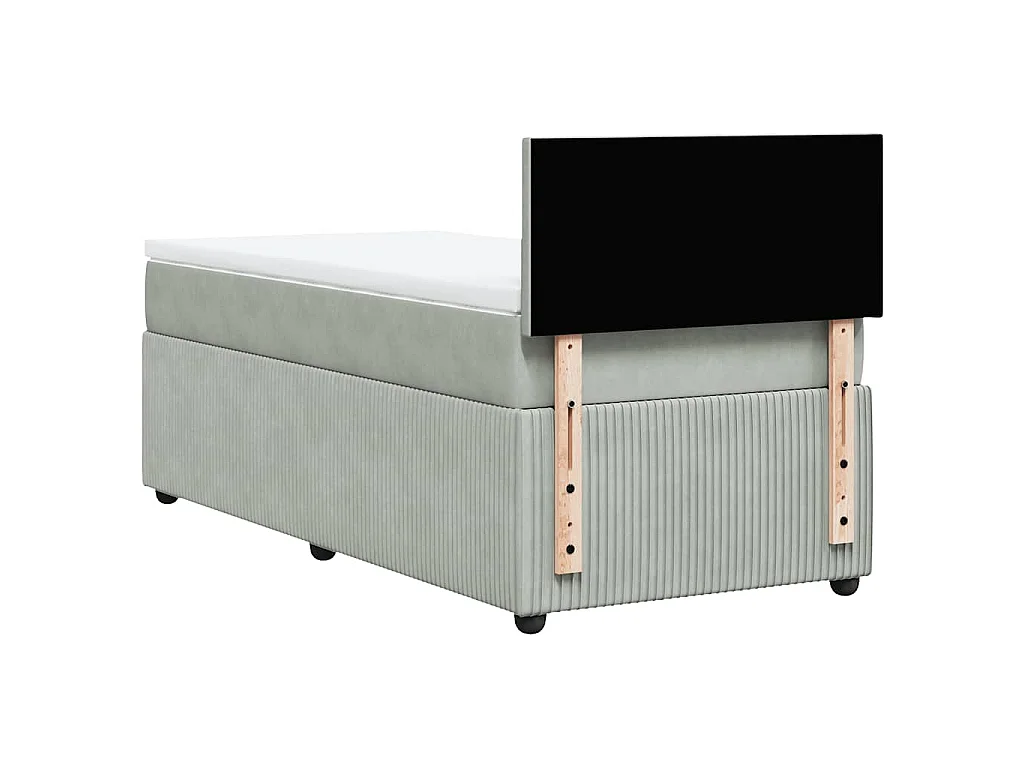 Cama box spring con colchón terciopelo gris claro 90x190 cm