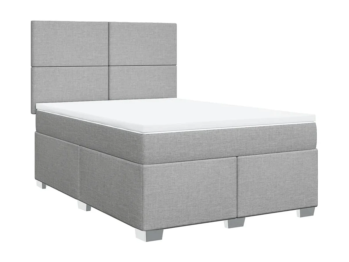 Boxspringbett mit Matratze Hellgrau 140x200 cm Stoff