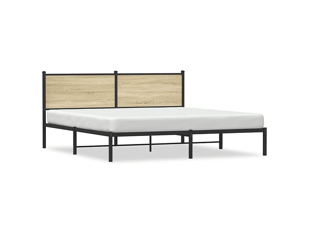 Cadre de lit en métal sans matelas chêne sonoma 160x200 cm