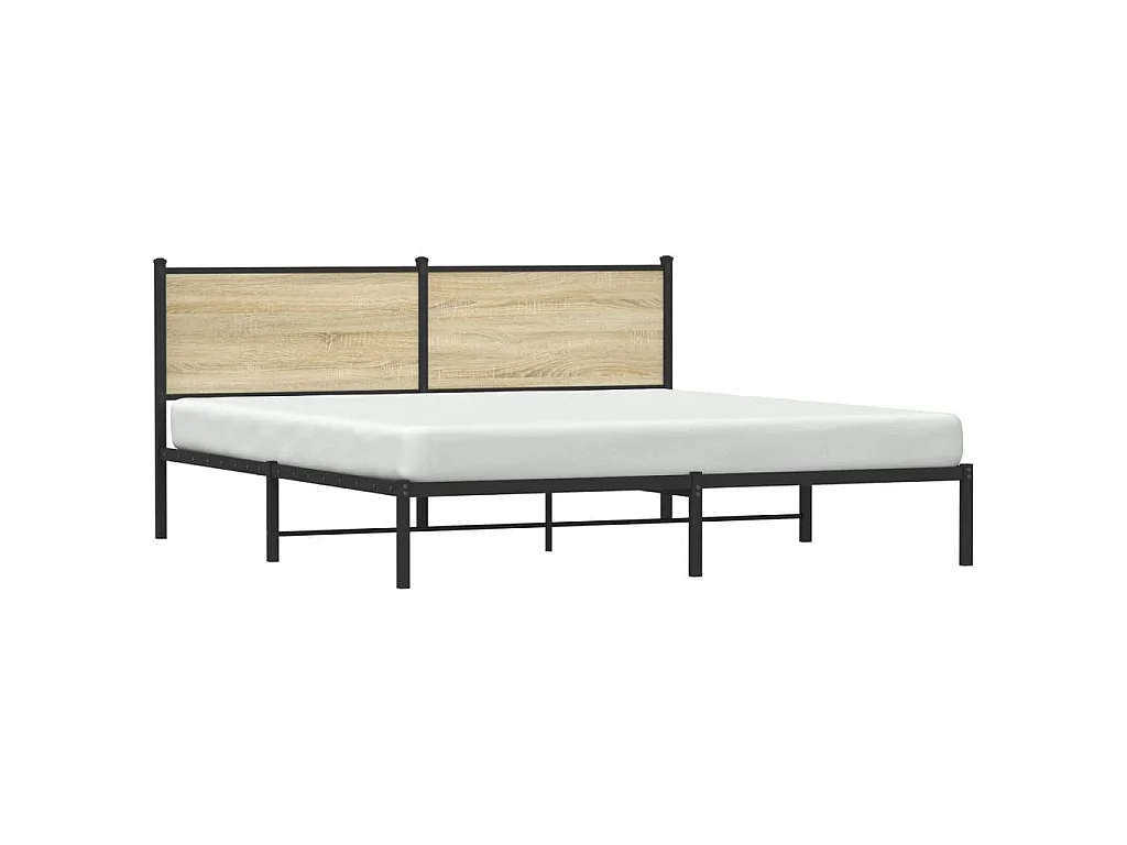 Cadre de lit en métal sans matelas chêne sonoma 160x200 cm