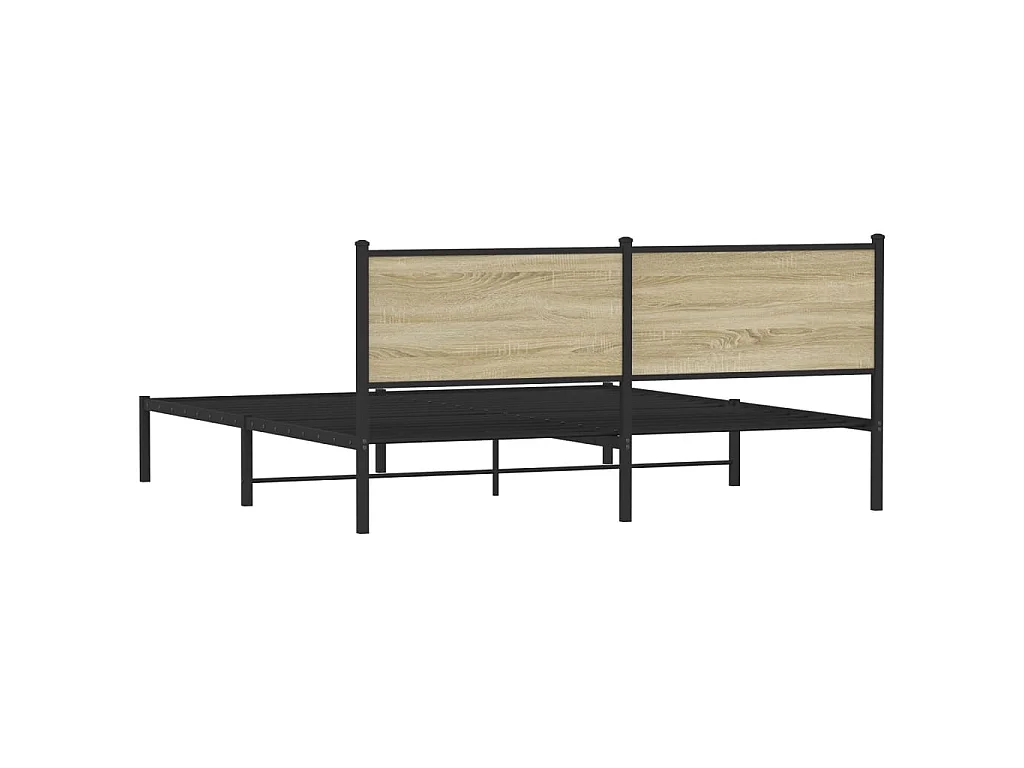 Cadre de lit en métal sans matelas chêne sonoma 160x200 cm