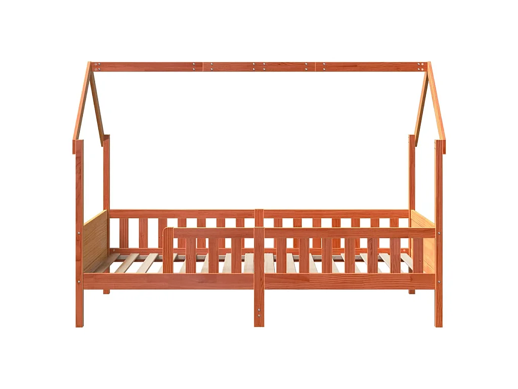 Giroletto Casetta Bambini Marrone Cera 90x190 cm Massello Pino