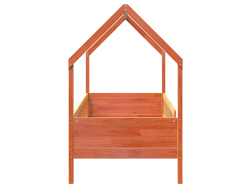 Giroletto Casetta Bambini Marrone Cera 90x190 cm Massello Pino