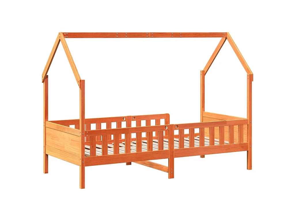 Giroletto Casetta Bambini Marrone Cera 90x190 cm Massello Pino