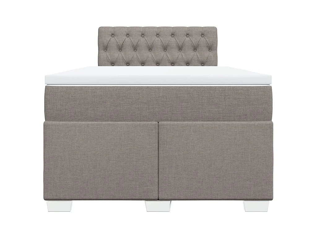 Cama box spring con colchón tela gris taupe 120x200 cm