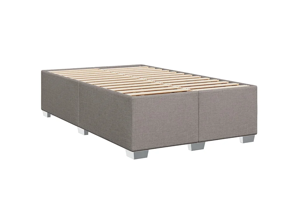 Cama box spring con colchón tela gris taupe 120x200 cm