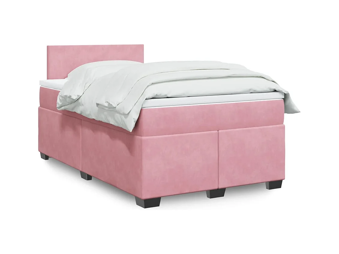 Boxspring met matras fluweel roze 120x200 cm