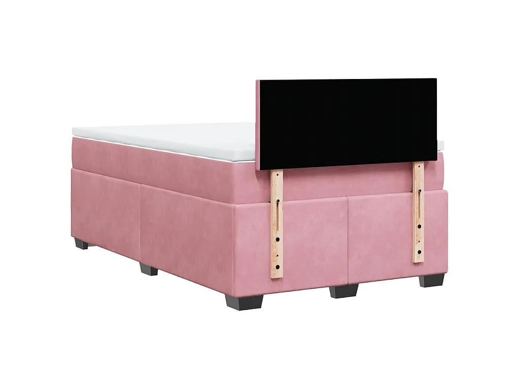 Cama box spring con colchón terciopelo rosa 120x200 cm