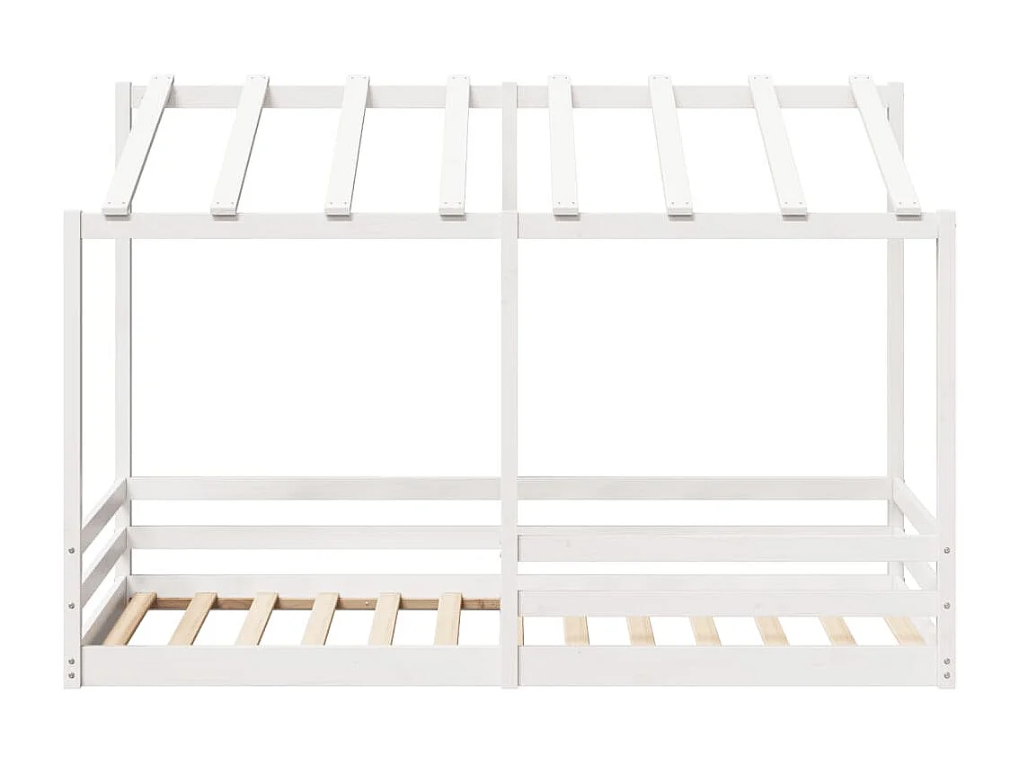 Letto Bambini con Tetto Bianco 100x200 cm Legno Massello Pino