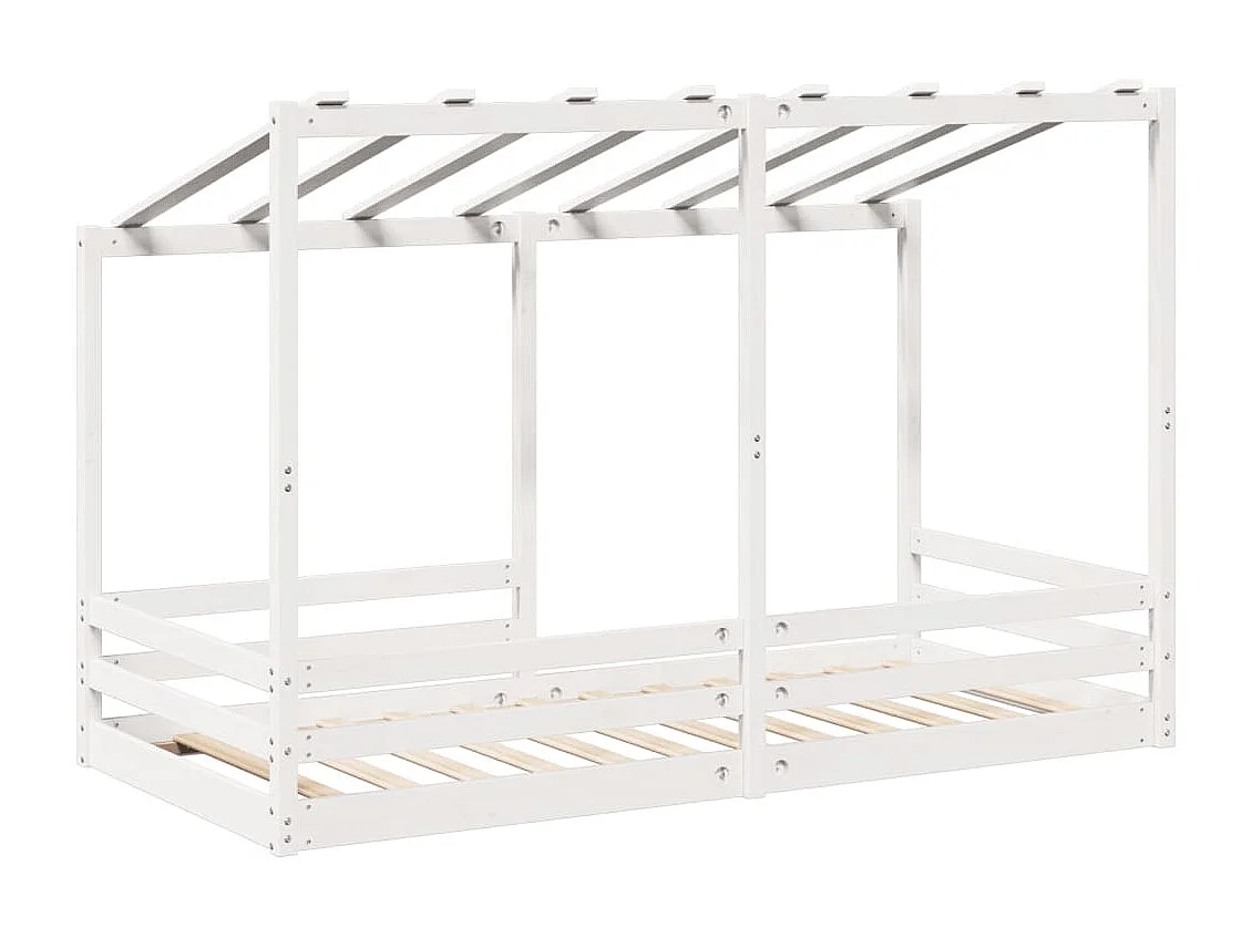Letto Bambini con Tetto Bianco 100x200 cm Legno Massello Pino