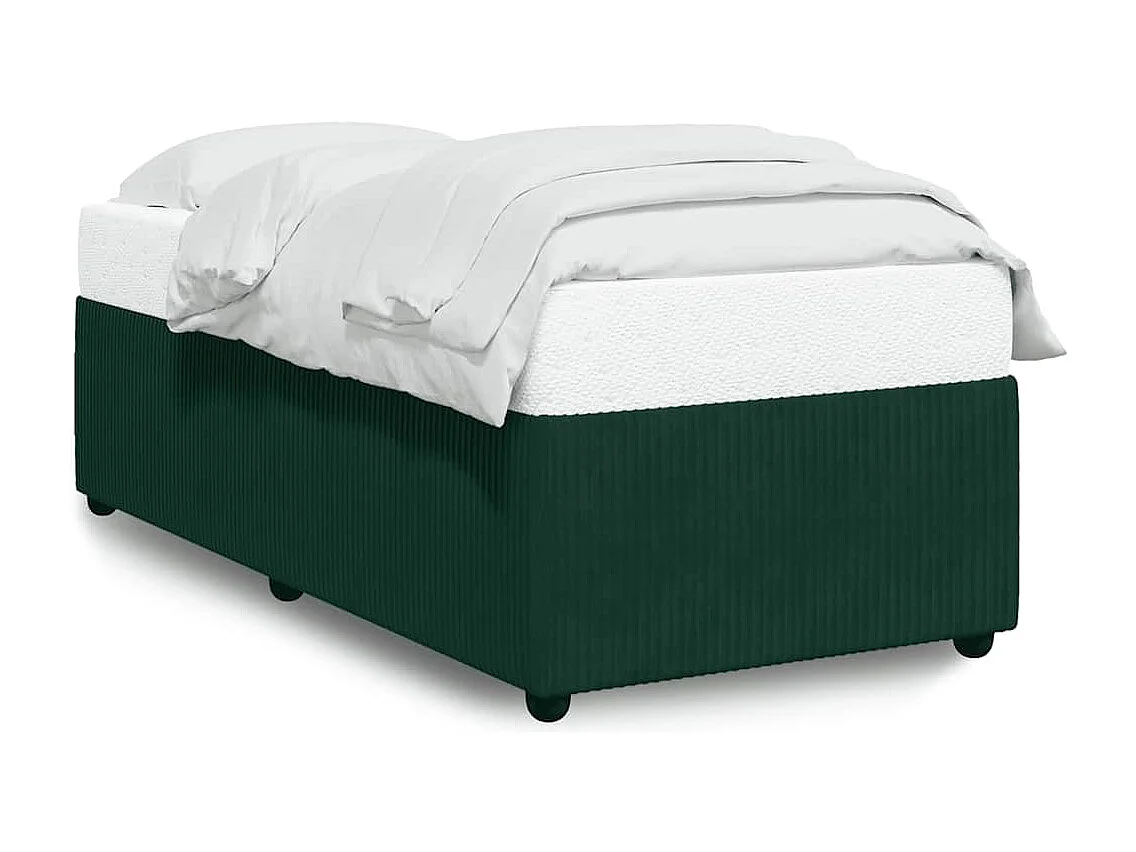Estrutura de cama sem colchão 100x200 cm veludo verde-escuro