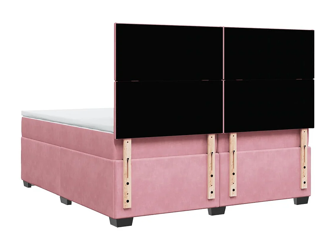 Giroletto a Molle con Materasso Rosa 200x200 cm in Velluto