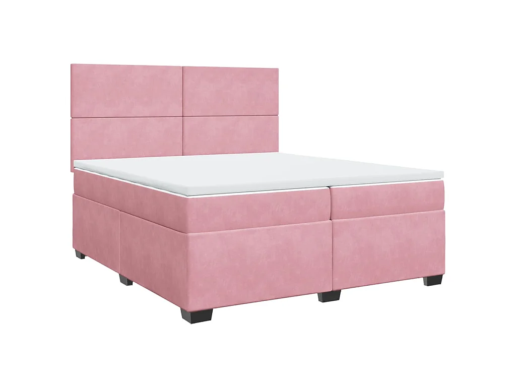 Giroletto a Molle con Materasso Rosa 200x200 cm in Velluto
