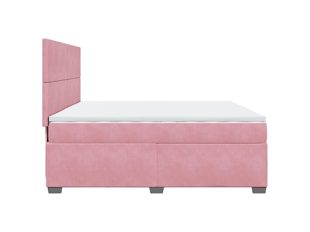 Giroletto a Molle con Materasso Rosa 200x200 cm in Velluto
