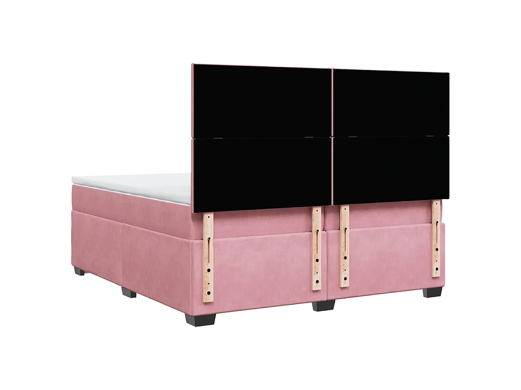 Giroletto a Molle con Materasso Rosa 200x200 cm in Velluto