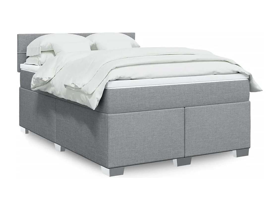 Boxspringbett mit Matratze Hellgrau 140x190 cm Stoff