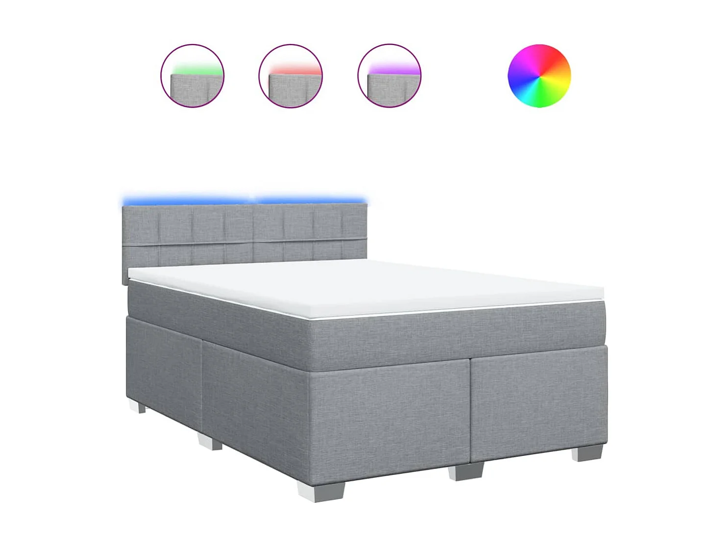 Sommier à lattes de lit avec matelas Gris clair 140x190cm Tissu