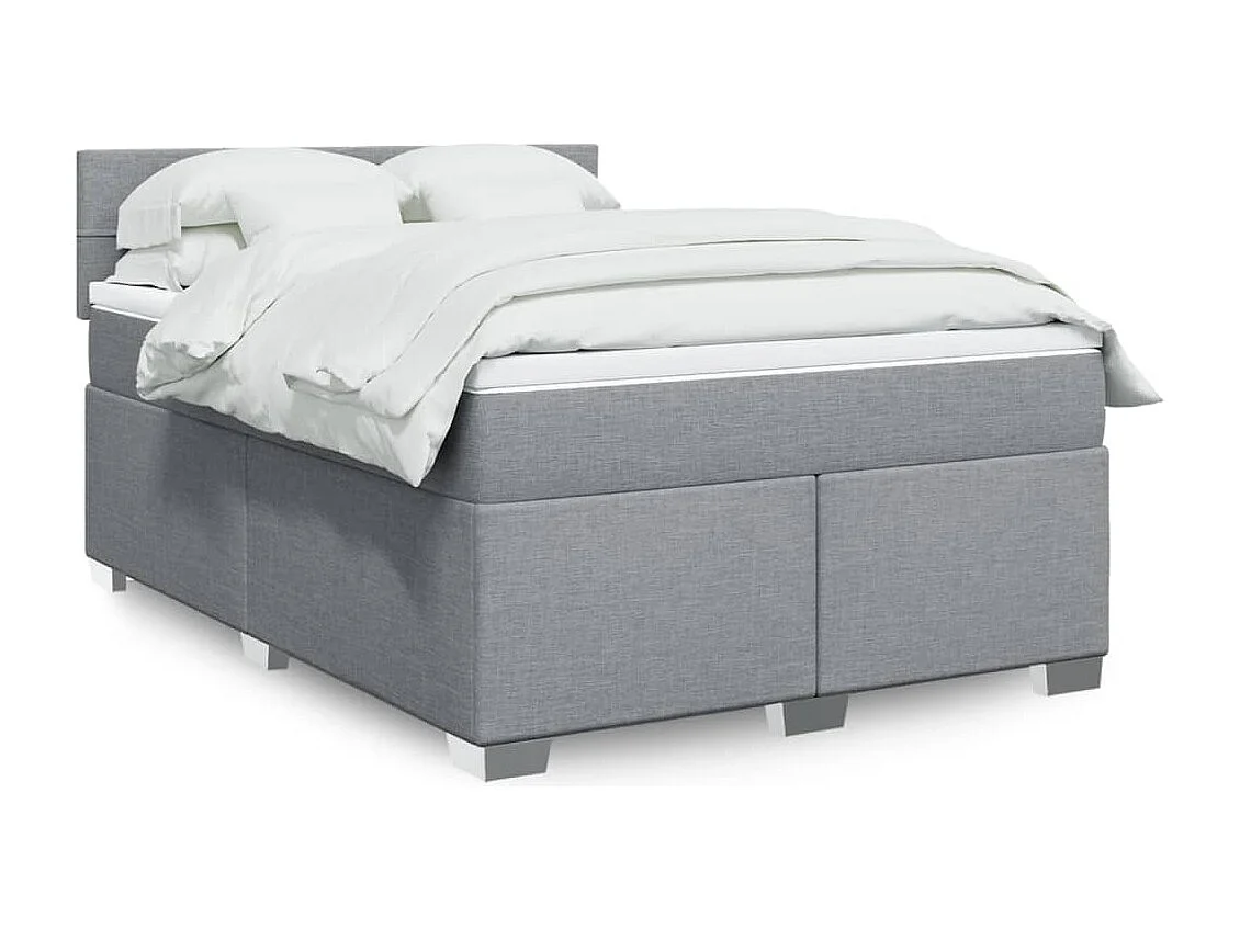 Sommier à lattes de lit avec matelas Gris clair 140x190cm Tissu