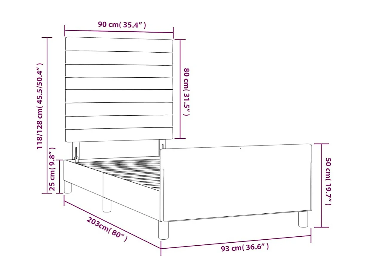 Giroletto senza Materasso Blu Scuro 90x200 cm in Velluto