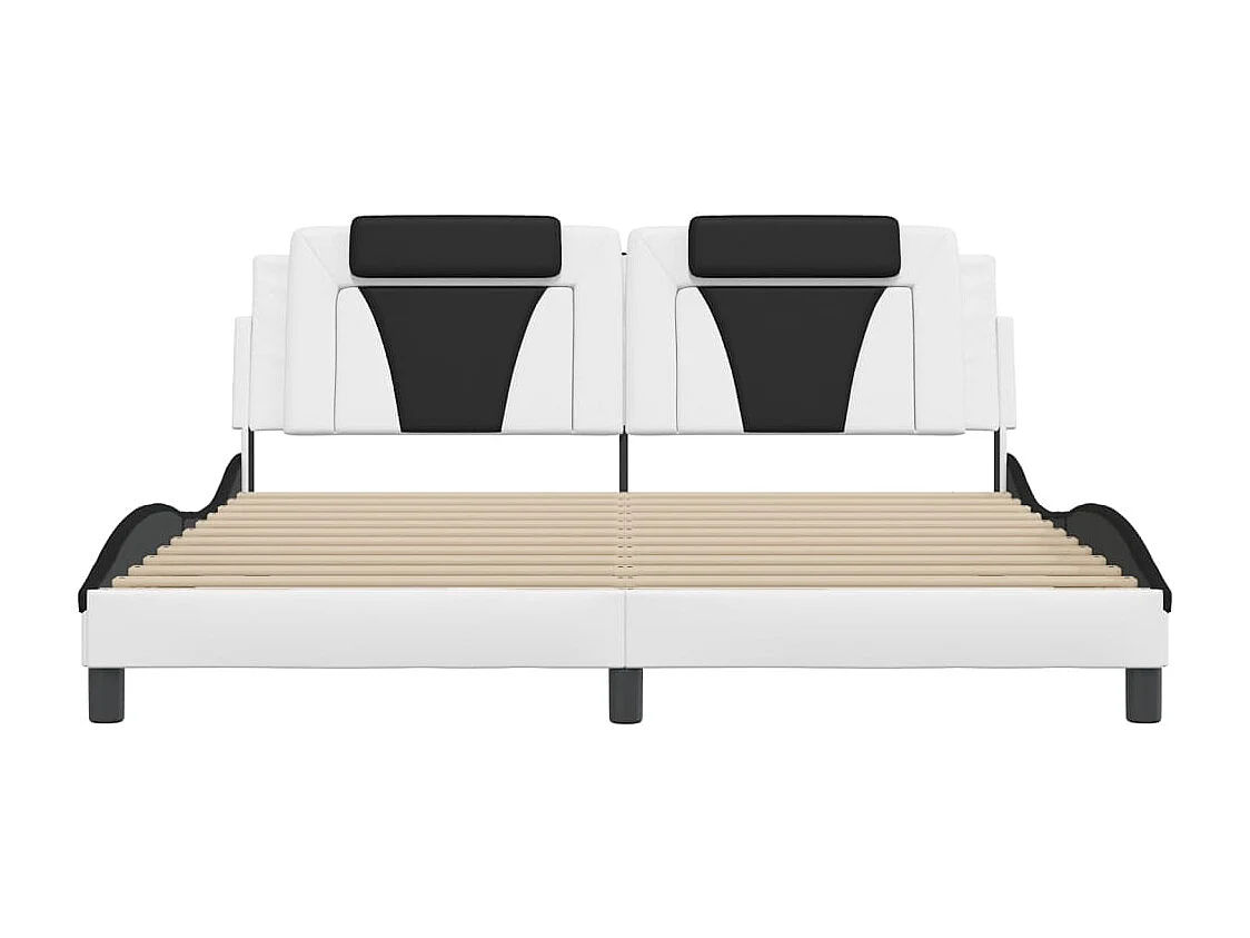 Bettgestell "Viana" mit LED ohne Matratze Weiß und Schwarz 180x200 cm Kunstleder