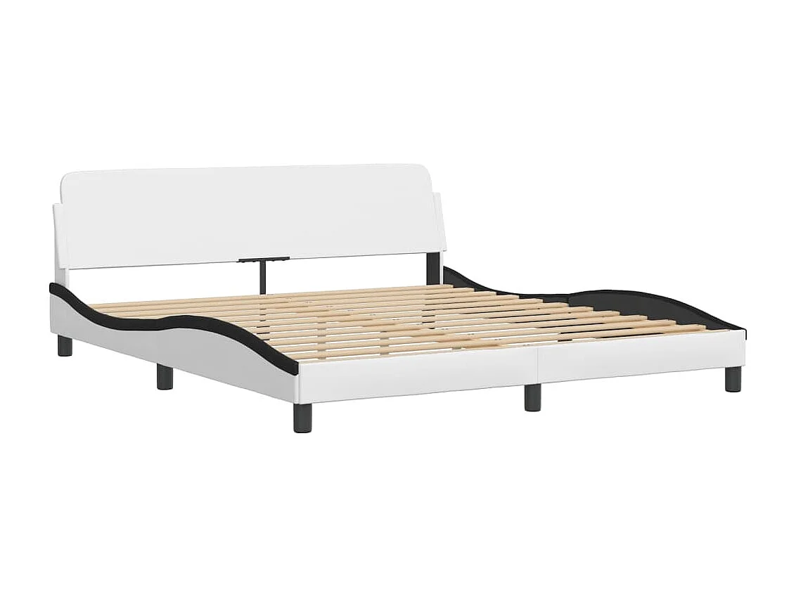 Bettgestell "Viana" mit LED ohne Matratze Weiß und Schwarz 180x200 cm