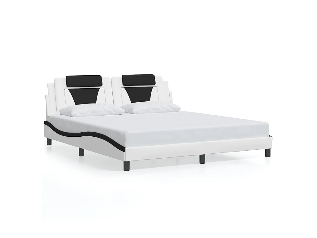 Bedframe "Viana" met LED zonder matras wit en zwart 180x200 cm