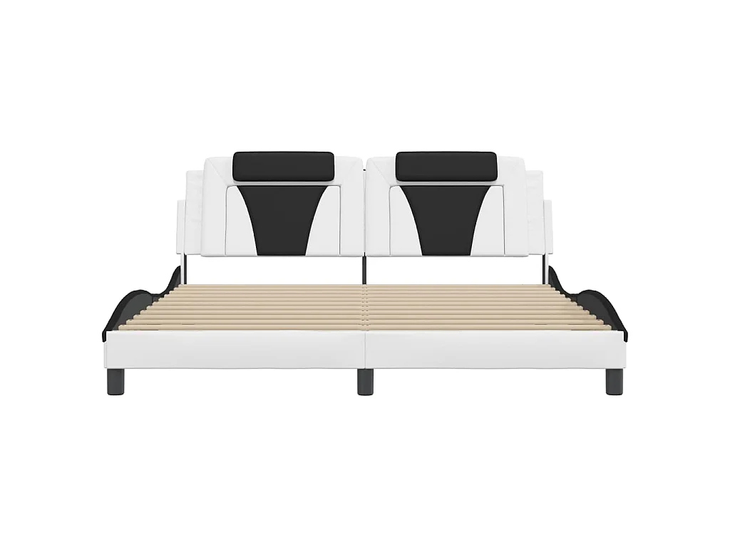 Bedframe "Viana" met LED zonder matras wit en zwart 180x200 cm