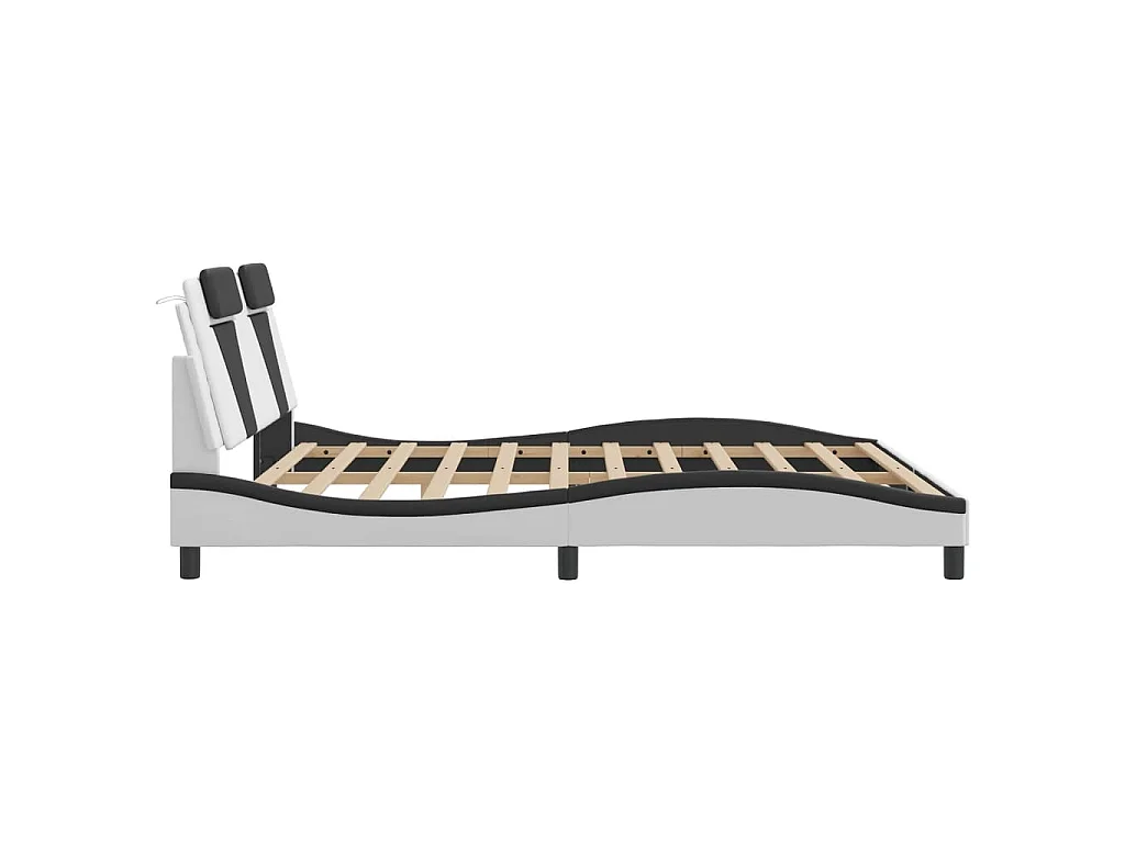 Bedframe "Viana" met LED zonder matras wit en zwart 180x200 cm